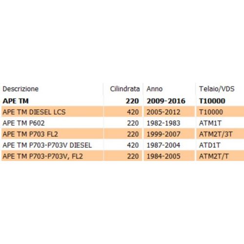 Kit listelli parabrezza APE TM 220 e...