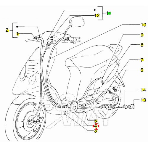 Sdoppiatore cavo gas Piaggio Zip NRG...