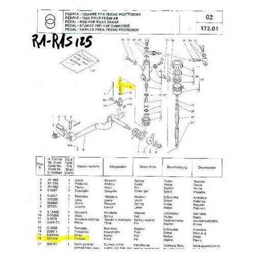 Perno freno posteriore Gilera R1 e...