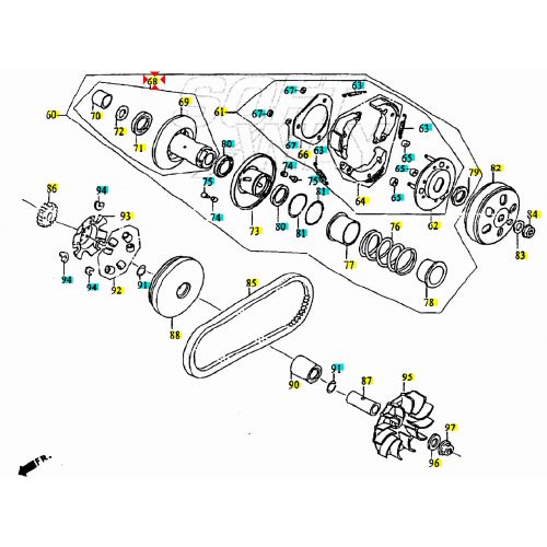 Puleggia secondaria fissa scooter Kymco
