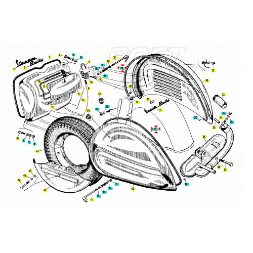 Gomma cofano laterale grigia Vespa...