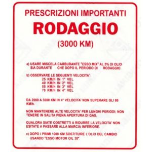 Adesivo rodaggio Vespa 4...