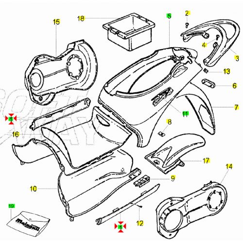 Coppia profili pedana blu Malaguti...