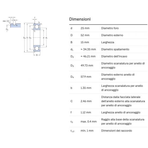 Cuscinetto a sfere RIV 6205 NR 25 -...