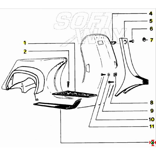 Tappeto poggiapiedi destro Vespa FL...