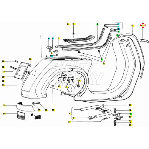 Targhetta scudo Vespa PK interasse 59 mm