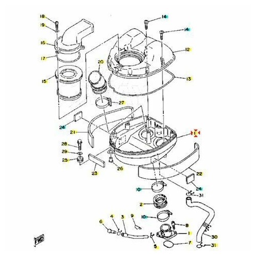 Scatola filtro aria inferiore Yamaha...