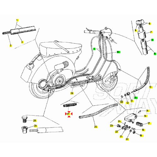 Soffietto protezione cavo freno Vespa...