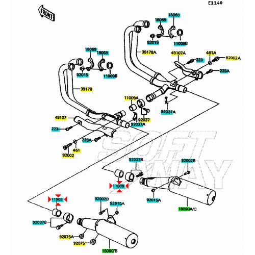 Boccola scarico Kawasaki KLX KLR GTR...