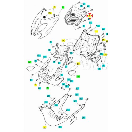 Scudo anteriore Yamaha Aerox nero dal...