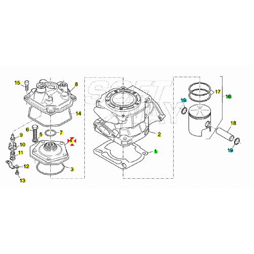 Testa cilindro Aprilia 125 Rotax 122...