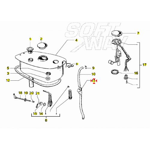Passacavo tubo benzina Vespa PX 084262
