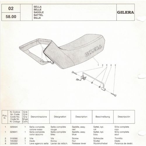 Leva sgancio sella Gilera RRT ER FB...