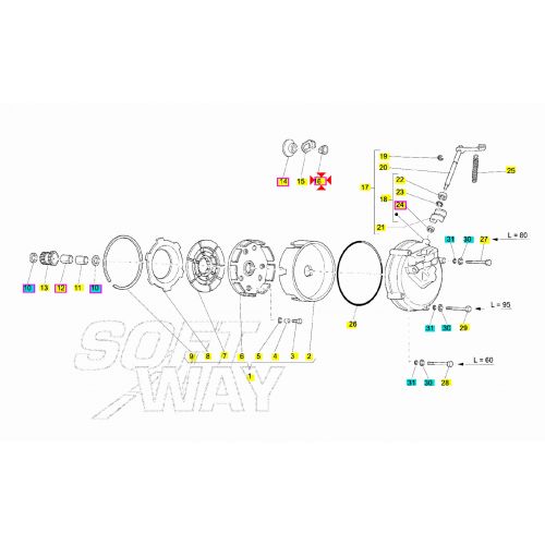 Rallino frizione Piaggio Ape TM MP...
